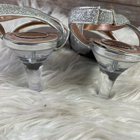 Mootsie Tootsies Ladies Strappy Silver Glittery Clear Heels, Size 6, Mo Jericho - Picture 4 of 10